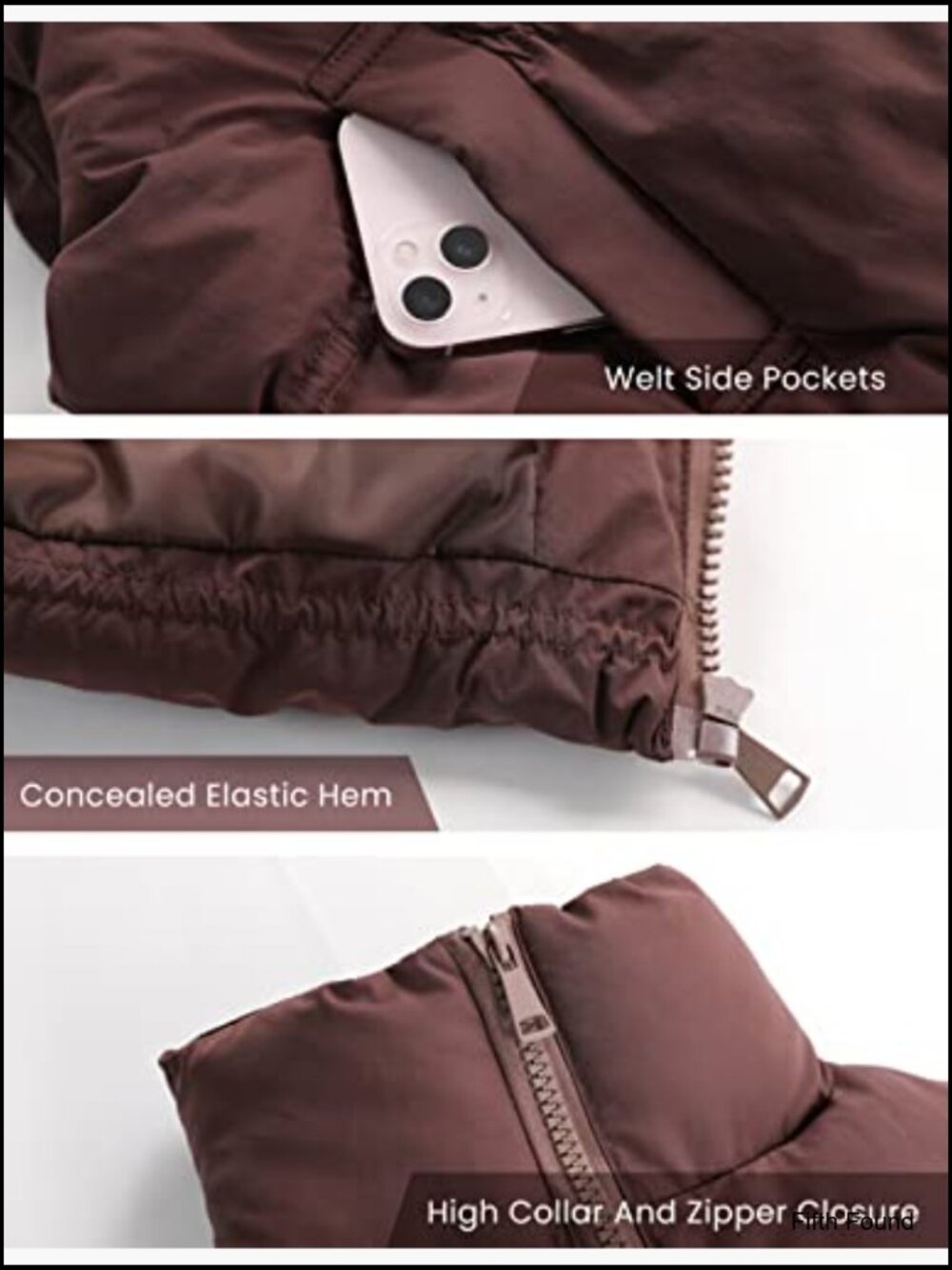 Cropped Puffer Vest Zip Up Stand Collar Lightweight Sleeveless Gilet Pockets - Picture 3 of 7